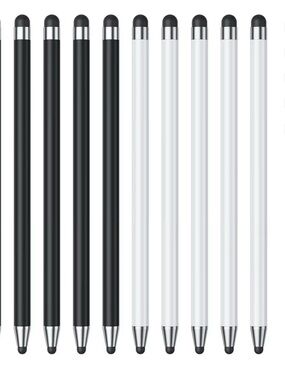 Universal Black and White Capacitive Stylus Pens for Touchscreens - 10 Pack